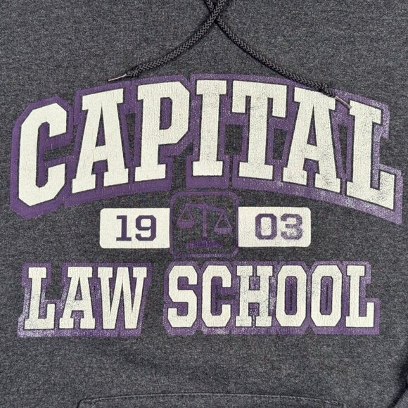 Capital Law School Hoodie Sweatshirt Large Gray Pullover Champion Eco Fleece - Picture 9 of 11